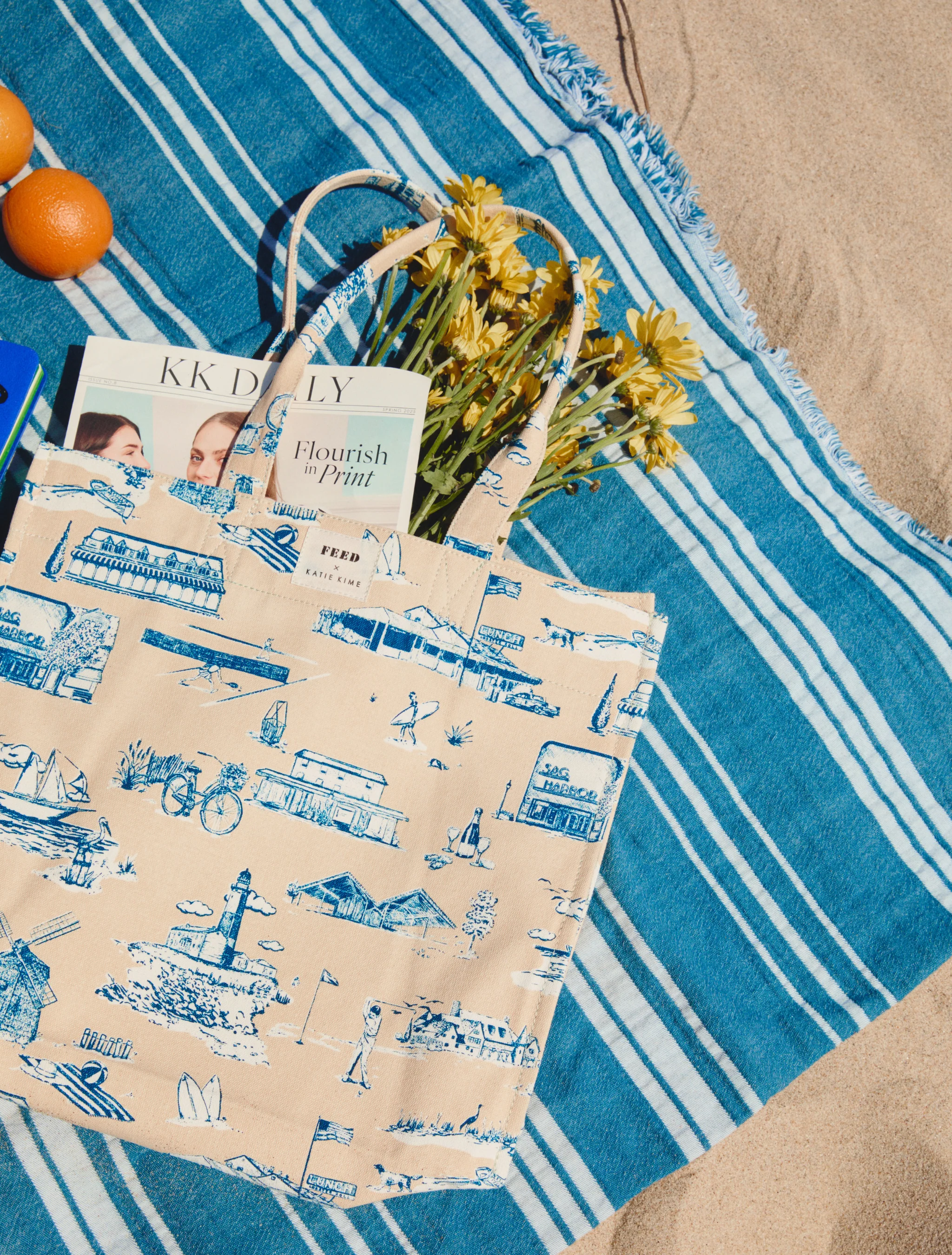 FEED x Katie Kime Hamptons Toile Carryall Tote - Image 4
