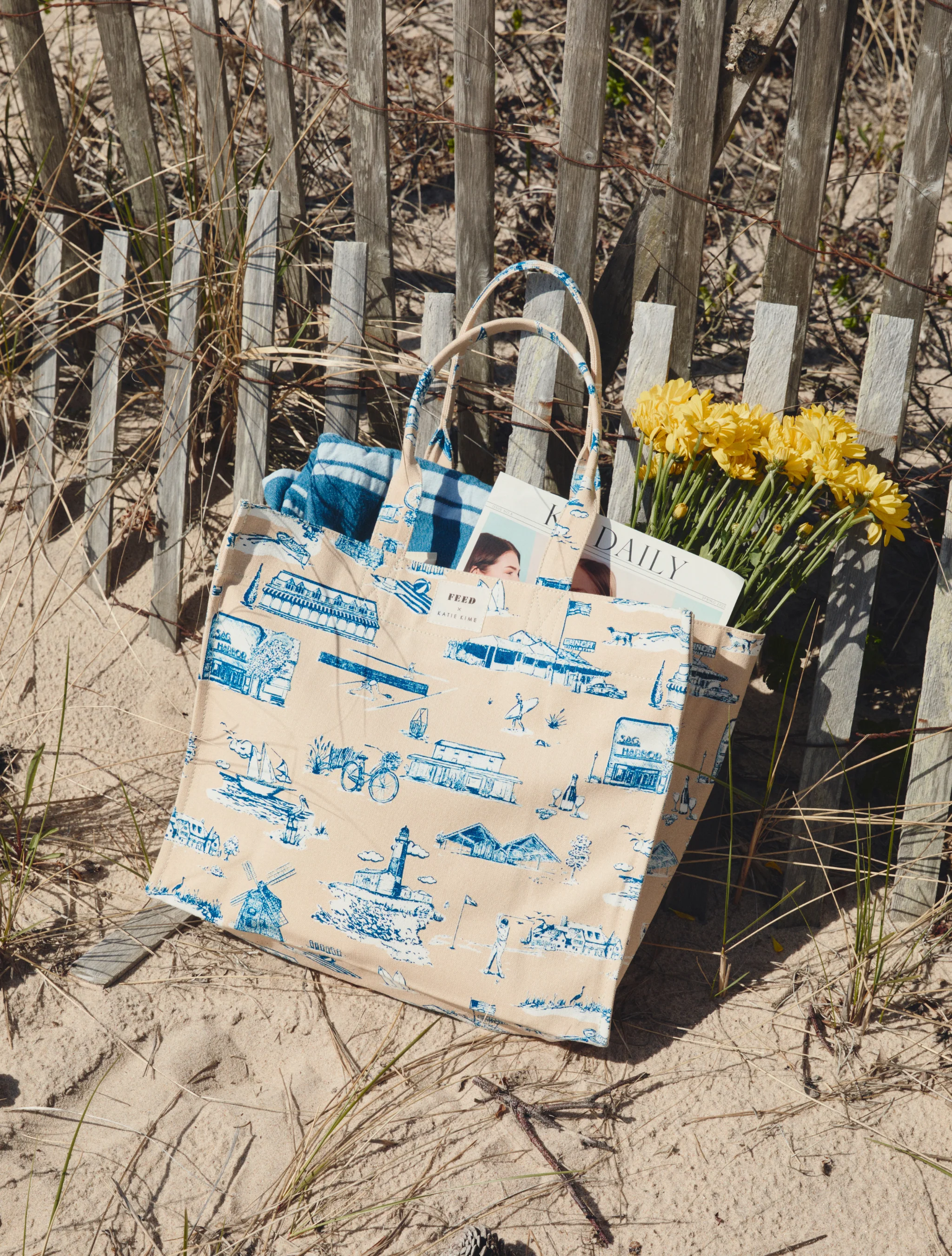 FEED x Katie Kime Hamptons Toile Carryall Tote - Image 7